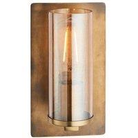 Loops Antique Brass Patina Wall Lamp Light & Champagne Glass Shade - 10W E27 LED in Clear