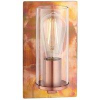 Loops Copper Patina Plate Wall Lamp Light & Clear Glass Shade - Dimmable LED Fitting