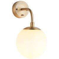 Loops Antique Brass Wall Light & Opal Glass Shades - Single Bulb Downwards Sconce in Clear