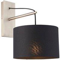 Loops Matt Nickel Wall Light & Black Cotton Fabric Shade - Hanging Wall Lamp Fitting in Metallics