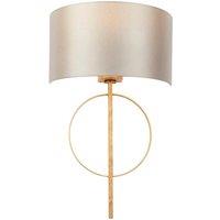 Loops Antique Gold Leaf Wall Light & Mink Satin Half Shade Dimmable LED Filament Lamp