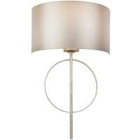 Loops Antique Silver Leaf Wall Light & Mink Satin Half Shade Dimmable Filament Lamp in Metallics
