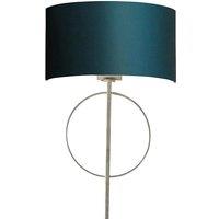 Loops Antique Silver Leaf Wall Light & Teal Satin Half Shade Dimmable Filament Lamp in Metallics