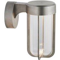 Loops Brushed Silver Outdoor Wall Light with Glass Shade - IP44 Rated - Integrated LED in Metallics