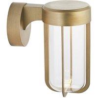 Loops Brushed Gold Outdoor Wall Light with Glass Shade - IP44 Rated - Integrated LED in Clear