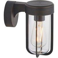 Loops Brushed Bronze Outdoor Wall Light with Clear Glass Shade - IP44 Rated - LED Bulb