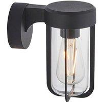 Loops Matt Black Outdoor Wall Light with Clear Glass Shade - IP44 Rated - LED Bulb