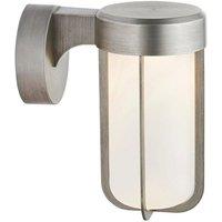 Loops Brushed Silver Outdoor Wall Light & Frosted Glass Shade IP44 Rated 8W LED Module in Metallics