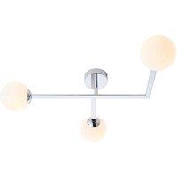 Loops Polished Chrome Semi Flush Bathroom Ceiling Light & Opal Glass Shade - 3 Bulb in Clear