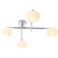 Loops Polished Chrome Semi Flush Bathroom Ceiling Light & Opal Glass Shade - Four Bulb in Clear