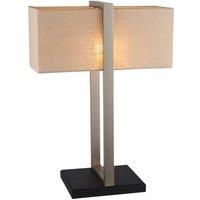 Loops Satin Nickel Framed Table Lamp Light & Rectangular Linen Shade - Matt Black Base in Metallics