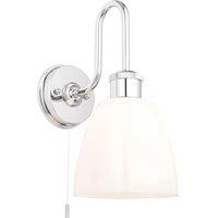 Loops Chrome Plated Bathroom Wall Light & Opal Glass Shade IP44 Rated Knurled Detail in Clear