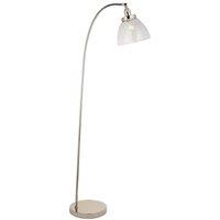 Loops Bright Nickel Standing Floor Lamp Light & Clear Glass Shade - Knurled Detailing in Metallics