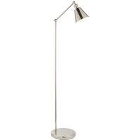 Loops Bright Nickel Standing Floor Lamp Light - White Inner Shade - Knurled Detailing in Metallics