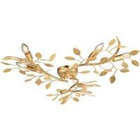 Loops Gold Leaf Flush Ceiling Light - 6 Bulb Decorative Fitting - Low Profile Lighting