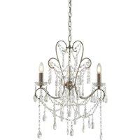 Loops Aged Silver Ceiling Chandelier - 3 Bulb Light Decorative Ceiling Pendant Fitting in Metallics
