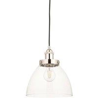 Loops Bright Nickel Ceiling Pendant Light & Clear Glass Shade - Knurled Detailling in Metallics