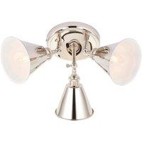 Loops Bright Nickel 3 Light Ceiling Spotlight - White Inner Shade - Knurled Detailing in Metallics