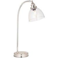 Loops Bright Nickel Table Lamp Task Light - Clear Glass Shade - Knurled Detailing in Metallics