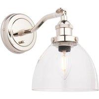 Loops Bright Nickel Wall Light Fitting - Clear Glass Shade - Knurled Detailing in Metallics
