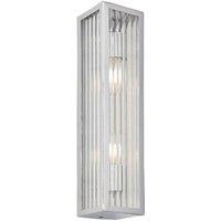 Loops Bathroom Wall Light Fitting - Chrome Plate & Ribbed Glass Shade - Twin Lamp in Clear