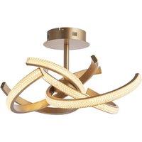 Loops Semi Flush Multi Arm Ceiling Light Fitting - Satin Gold & Clear Acrylic Detail