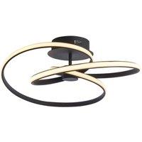 Loops Semi Flush Ceiling Light Fitting - Textured Black & White Diffuser - LED Tape in Clear