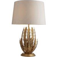 Loops Ornate Gold Table Lamp Light & Ivory Cotton Fabric Shade Decorative Leaf Design