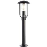 Loops 500mm Outdoor Lamp Post Light - Textured Black & Clear Shade - Exterior Bollard