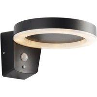 Loops Solar Powered Outdoor Wall Light Photocell & PIR Textured Black & White Diffuser