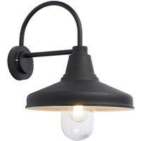 Loops Non Automatic Outdoor Wall Light - Textured Black & Glass Shade - IP44 Rated