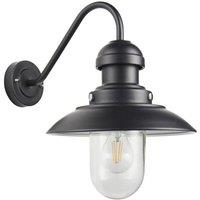 Loops Matt Black Outdoor Fisherman Wall Light & Clear Glass Shade - Front Porch Light