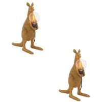 Loops 2 PACK Vintage Gold Kangaroo Table Light - Resin Figure - Matt Black Lamp Holder