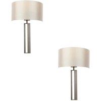 Loops 2 PACK Brushed Bronze Slotted Wall Light & Mink Satin Half Shade - Dimmable