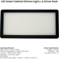 Loops 3x MATT BLACK Ultra-Slim Rectangle Under Cabinet Kitchen Light & Driver Kit - Warm White Diffused LED