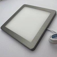 Loops 6x BRUSHED NICKEL Ultra-Slim Square Under Cabinet Kitchen Light & Driver Kit - Warm White Diffused LED in Metallics