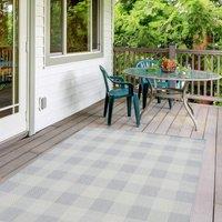 THE RUGS CHECKERED DESIGN GREY Outdoor & Indoor Rug for Garden Patio | Durable Weather-Proof Stain Resistant UV-Protected Jet-Washable Outdoor Rug