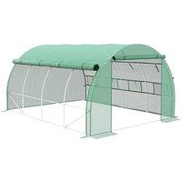 OUTSUNNY Polytunnel Greenhouse with Roll-up Side Walls in Green