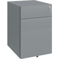 VINSETTO 3 Drawer Metal Filing Cabinet Lockable 5 Wheels Compact Under Desk in Grey