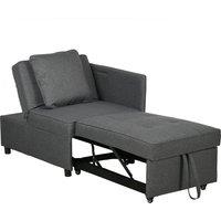 HOMCOM Folding Sofa Bed, Sleeper Chair Bed with Adjustable Backrest, Pillows in Grey
