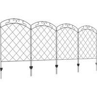 OUTSUNNY Garden Fencing Panels, 43in x 11.4ft Flower Bed Border Edging Animal, Swirls in Black