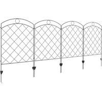 OUTSUNNY Garden Fencing Panels, 43in x 11.4ft Flower Bed Border Edging Animal, Steel in Black