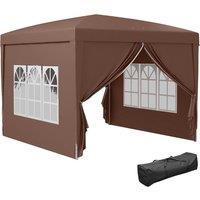 OUTSUNNY 3mx3m Pop Up Gazebo Party Tent Canopy Marquee with Storage Bag in Brown