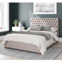 Aspire Nightingale Upholstered Ottoman Storage Bed, Eire Linen Fabric in Off-White | Size: Super King