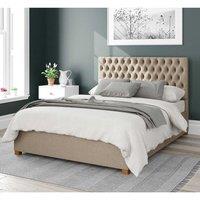 Aspire Nightingale Upholstered Ottoman Storage Bed, Eire Linen Fabric in Natural | Size: Double