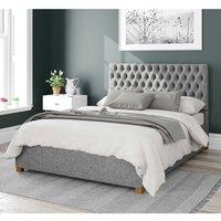 Aspire Nightingale Upholstered Ottoman Storage Bed, Saxon Twill Fabric in Grey | Size: Single