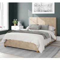 Aspire Garland Upholstered Ottoman Storage Bed, Kimiyo Linen Fabric in Beige | Size: Small Double