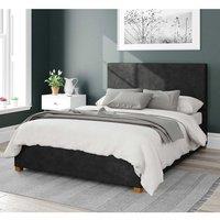Aspire Garland Upholstered Ottoman Storage Bed, Kimiyo Linen Fabric in Charcoal | Size: Small Double