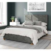 Aspire Garland Upholstered Ottoman Storage Bed, Kimiyo Linen Fabric in Grey | Size: Single