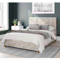 Aspire Garland Upholstered Ottoman Storage Bed, Mirazzi Velvet Fabric in Ivory | Size: Single